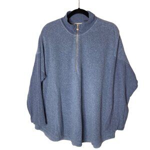 Soft Surroundings Adalyn Fleece Tunic Sz 2X Ribbed Sleeve 1/4 Zip Blue Lagenlook